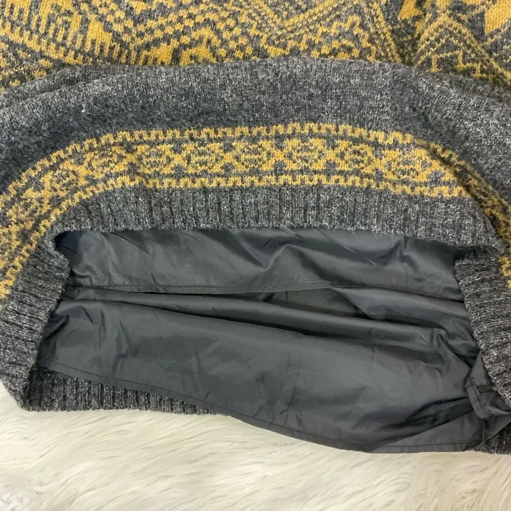 Obermeyer Vintage Men’s Gray Yellow Nordic Fair Isle 1/4 Zip Wool Sweater M